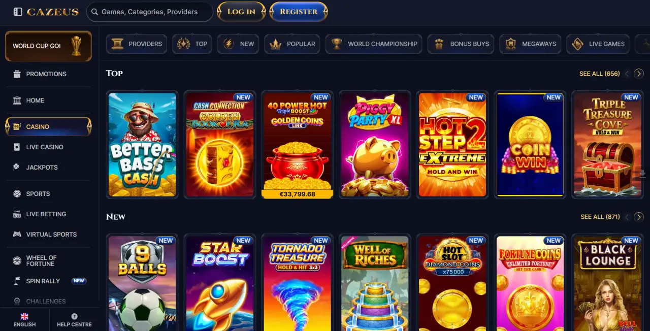 Παιχνίδια στο Cazeus Casino